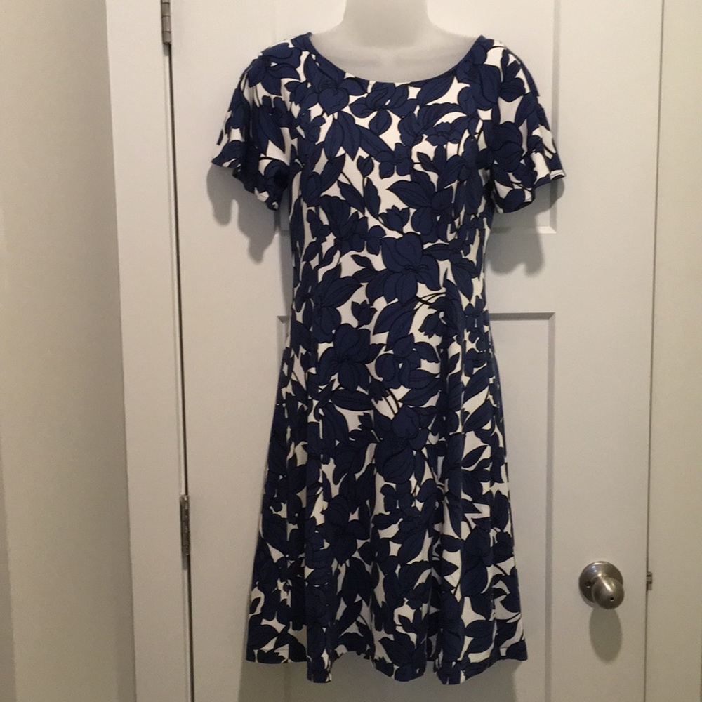 Short Sleeve Navy/White Dress 👗,size-0, A-Line